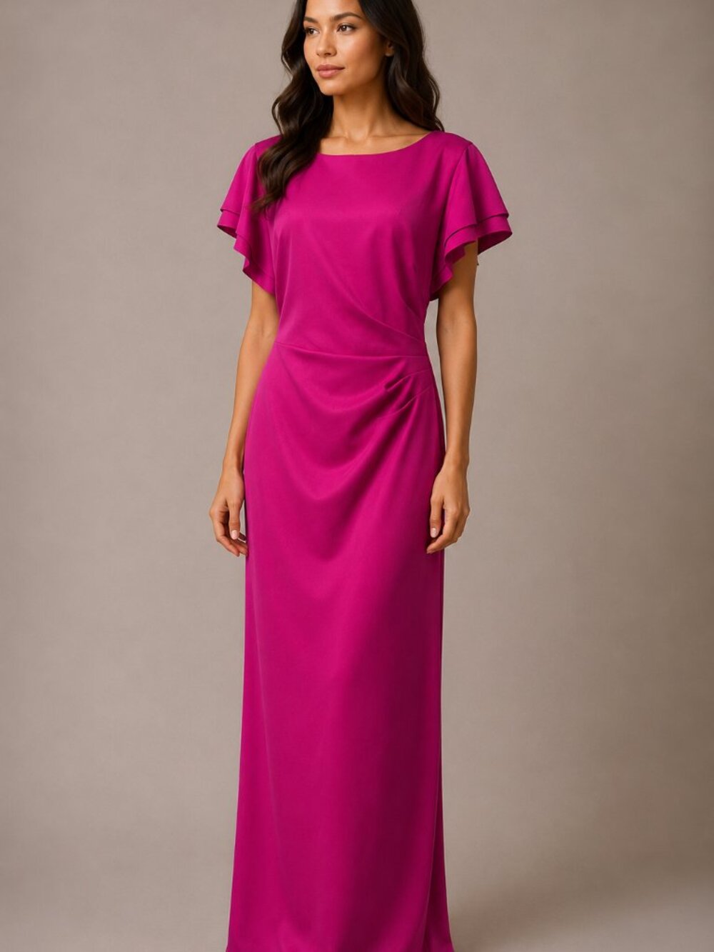Willow Glenn Size 18 Fuchsia Flutter Sleeve Formal Maxi Gown NWT
